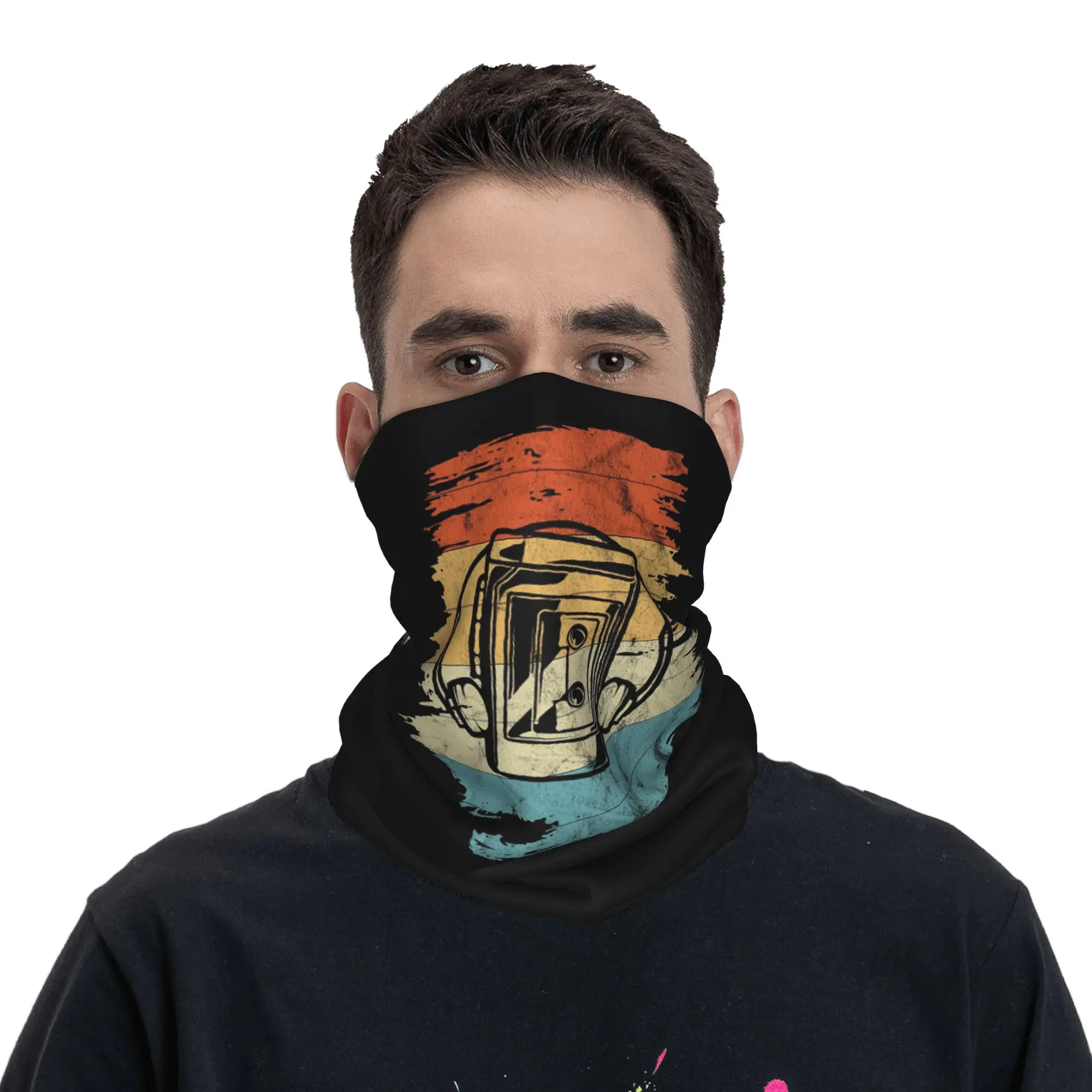 Portable Cassette Tape Player Bandana Neck Gaiter Printed Face Scarf Headwear Hiking Fishing Unisex Adult Winter