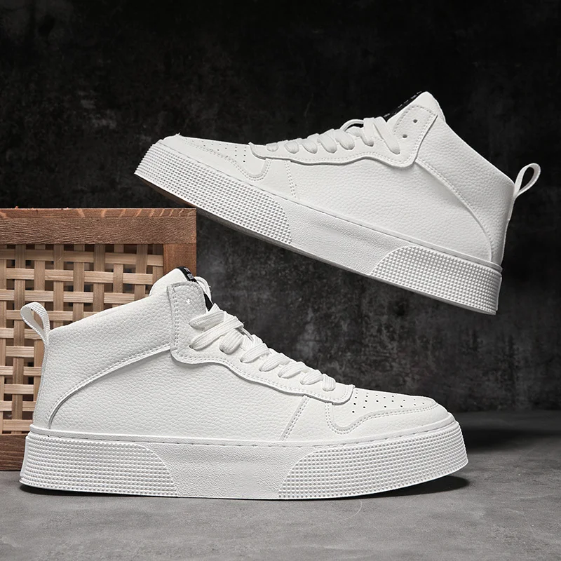 

2025 мужские высокие туфли на молнии, кожаные мужские кроссовки на шнуровке, мужские ботильоны в стиле панк, белые туфли на липучке