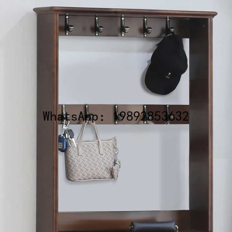XL Shoe Cabinet Entryway Cabinet Integrated Solid Wood Household Small Apartment Entryway Integrated Wall-Mounted with Coat Rack