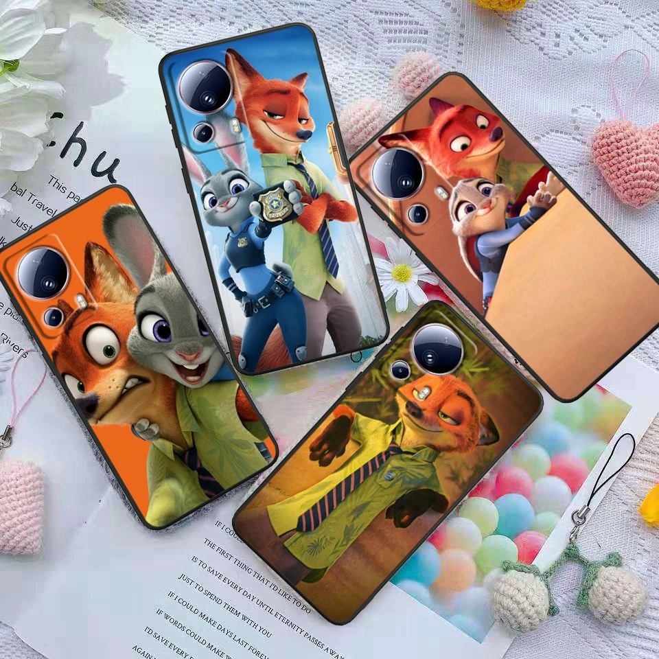 

Disney Zootopia Cute Cover For Xiaomi Mi 14 13 12X 12 11 11T 11i 10T 10 Pro Lite Ultra 5G Black Phone Case