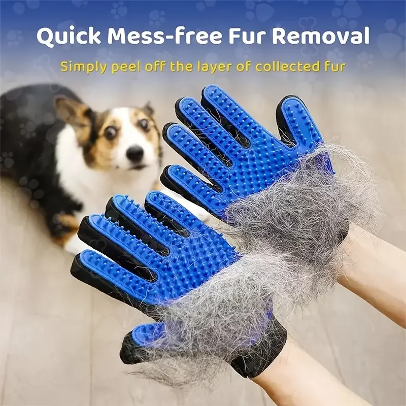 Guantes de aseo para mascotas, cepillos para gatos para un desprendimiento suave, manoplas eficientes para quitar el pelo de mascotas, guantes para lavar perros, gatos y caballos