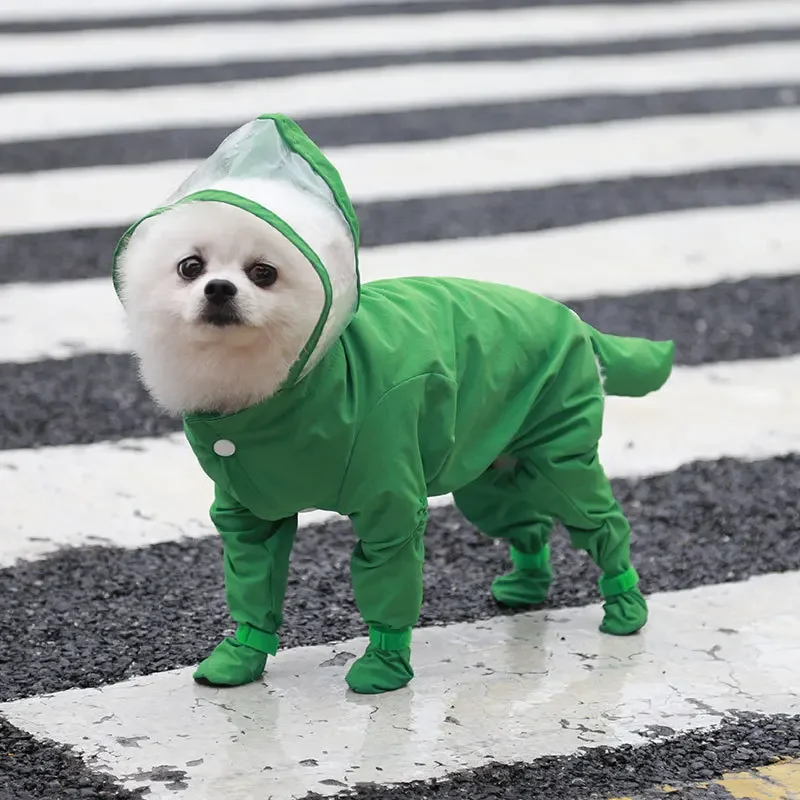 All-inclusive Pet Cat Dog Raincoat Four-legged One-piece Waterproof with Rain Boots Teddy Bichon French Bulldog Outdoor Supplies