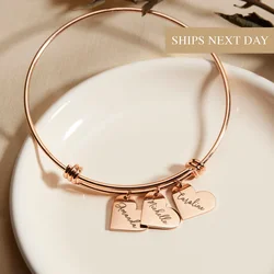 Braccialetti personalizzati con ciondoli a forma di cuore con nome inciso per le donne braccialetto personalizzato in acciaio inossidabile regalo di gioielli fai da te