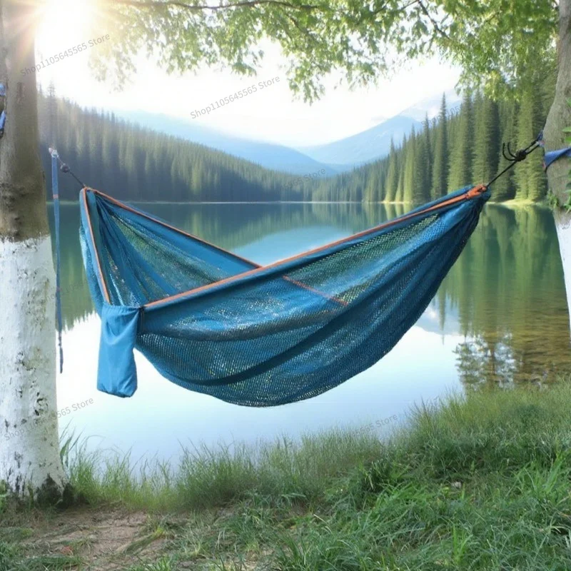 For Summer Ice Silk Hammock Outdoor Camping Leisure Anti Rollover Double Outdoor Autumn