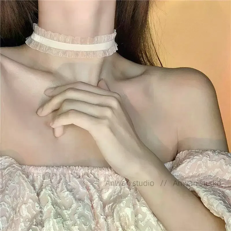 Velvet Lace Chokers Necklaces For Women Girls Cute Fairy Flower Collar Necklaces Wedding Party Fashion Jewelry Gift