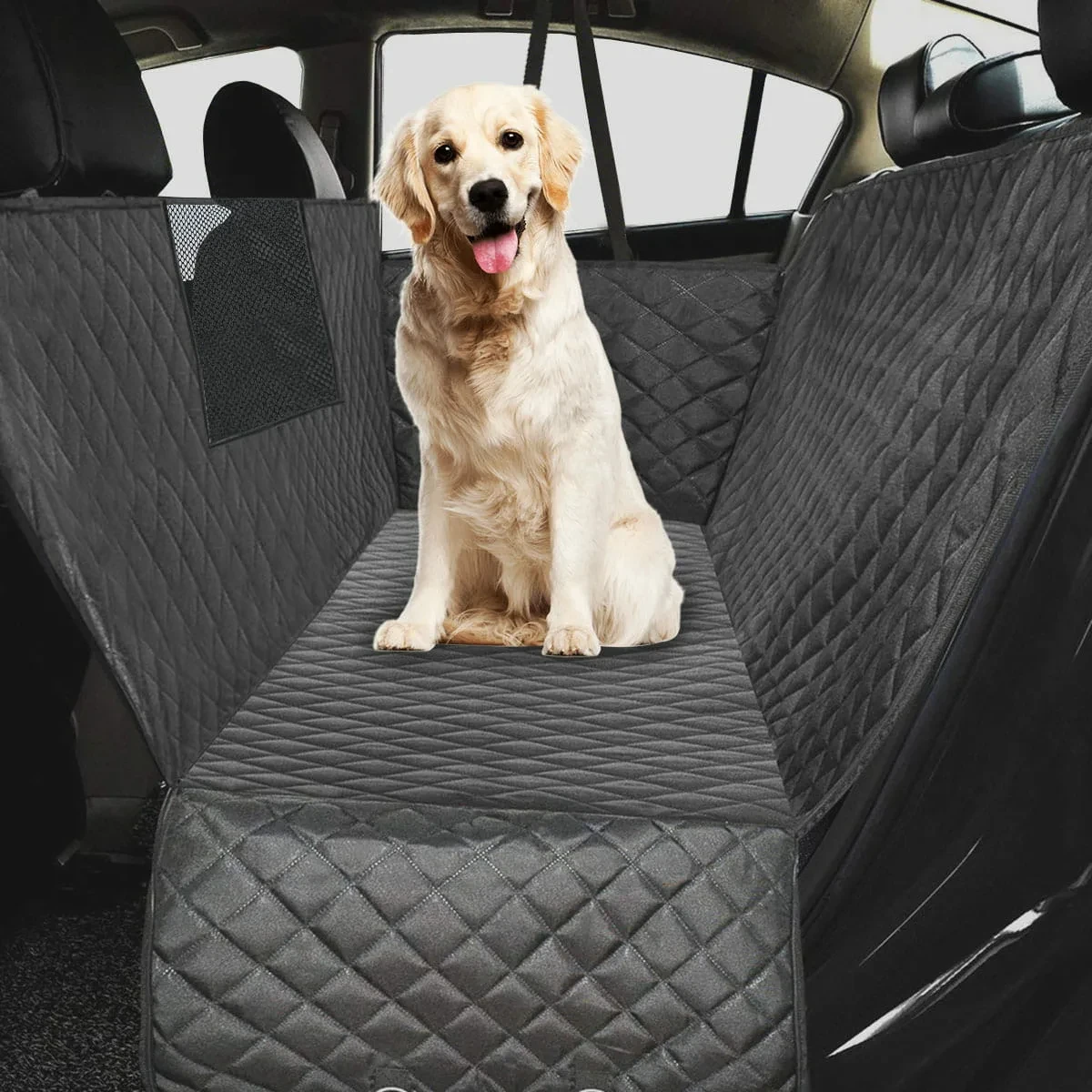 

Waterproof Dog Car Seat Cover Hammock Style Rear Seat Protector with Mesh Window Nonslip for Cars Trucks & SUVs - Pet Seat Cover