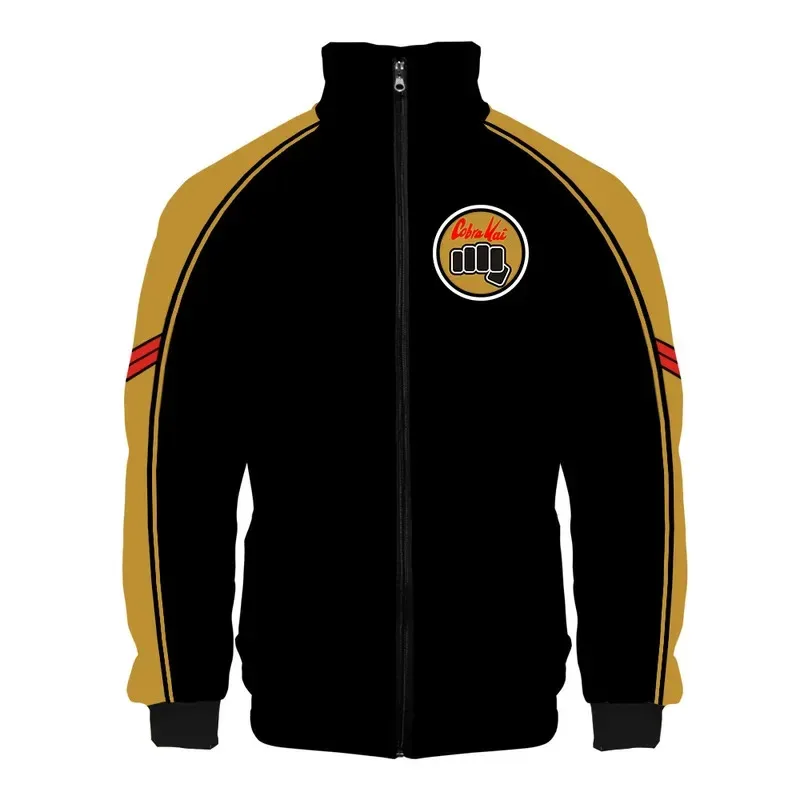 Nuevo programa de televisión caliente The Karate Kid Cobra Kai moda hombres cremallera sudaderas con capucha chaquetas 3D Stand Collar sudadera Tops niño chándal Oversi