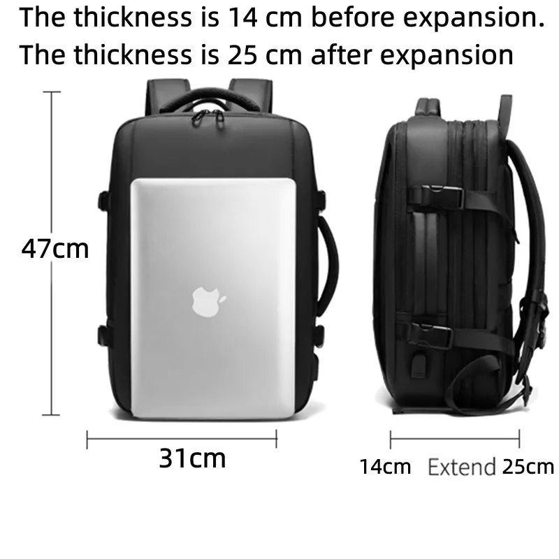 Expandable Men‘s 17 Inch Laptop Backpacks USB Waterproof Notebook Bag Schoolbag Sports Travel School Backpack For Male Mochilas