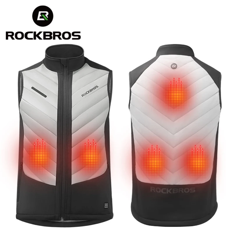 

ROCKBROS Motorcycle Heated Vest USB Winter Heated Jacket Sport Thermal Clothing Cycling Heating Vest Washable Warm Moto Vest