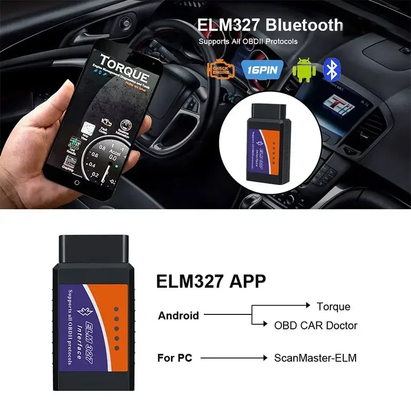 أداة تشخيص أعطال السيارة بالبلوتوث ، أداة فحص الأعطال الأوتوماتيكية ، Windows ELM327 ، OBD2 ، V2.1 ، 1 4.2