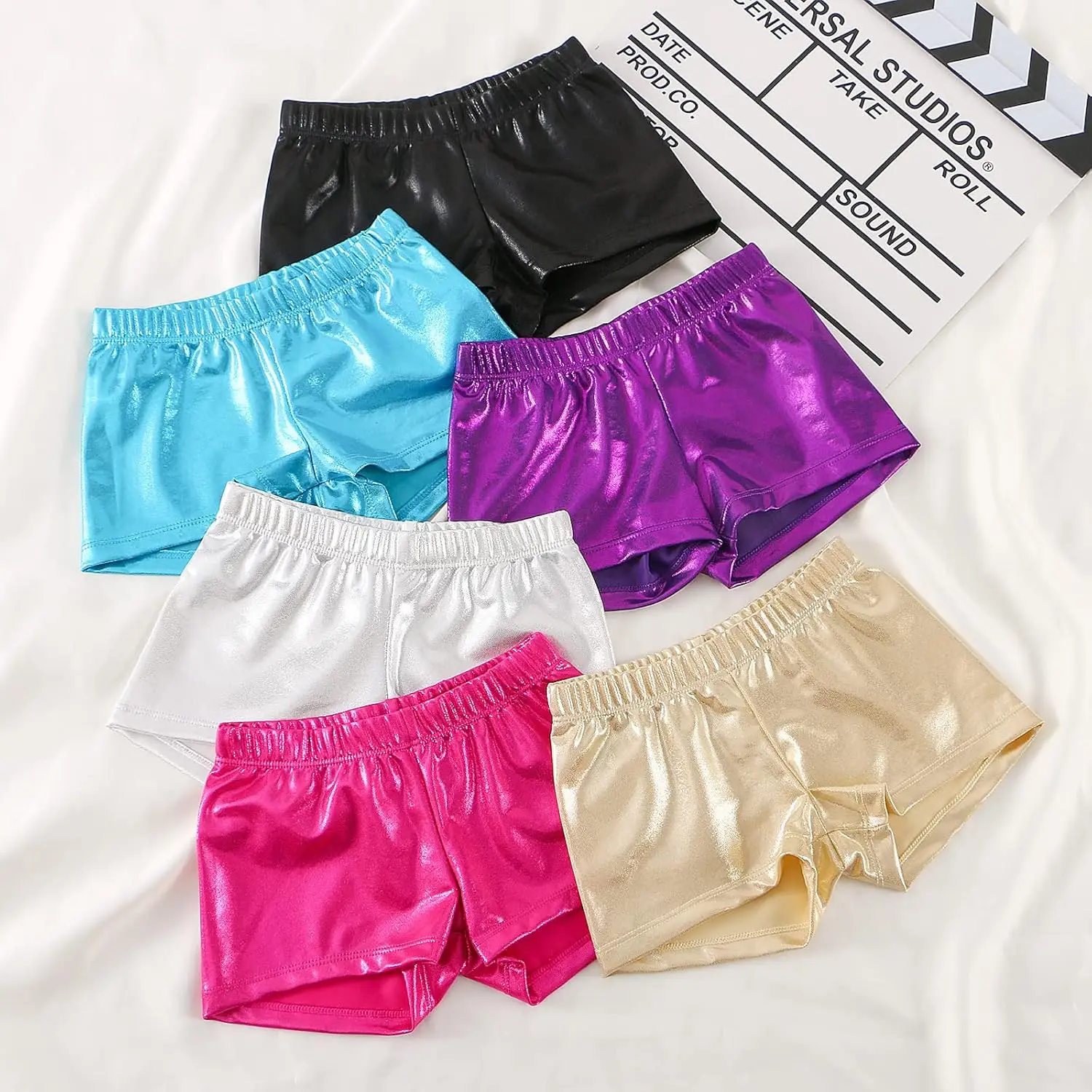 BYONEME สาวเต้นรําสั้นสําหรับยิมนาสติกกีฬากางเกงขาสั้น Sparkle Glitter Tumbling Bottoms 2-3T