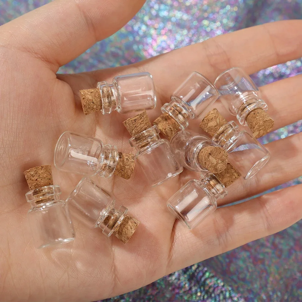 10/100Pcs Mini Transparent Glass with Cork DIY Art Craft Message Bottle 1ml Empty Wishing Bottles Xmas Wedding Party Decoration