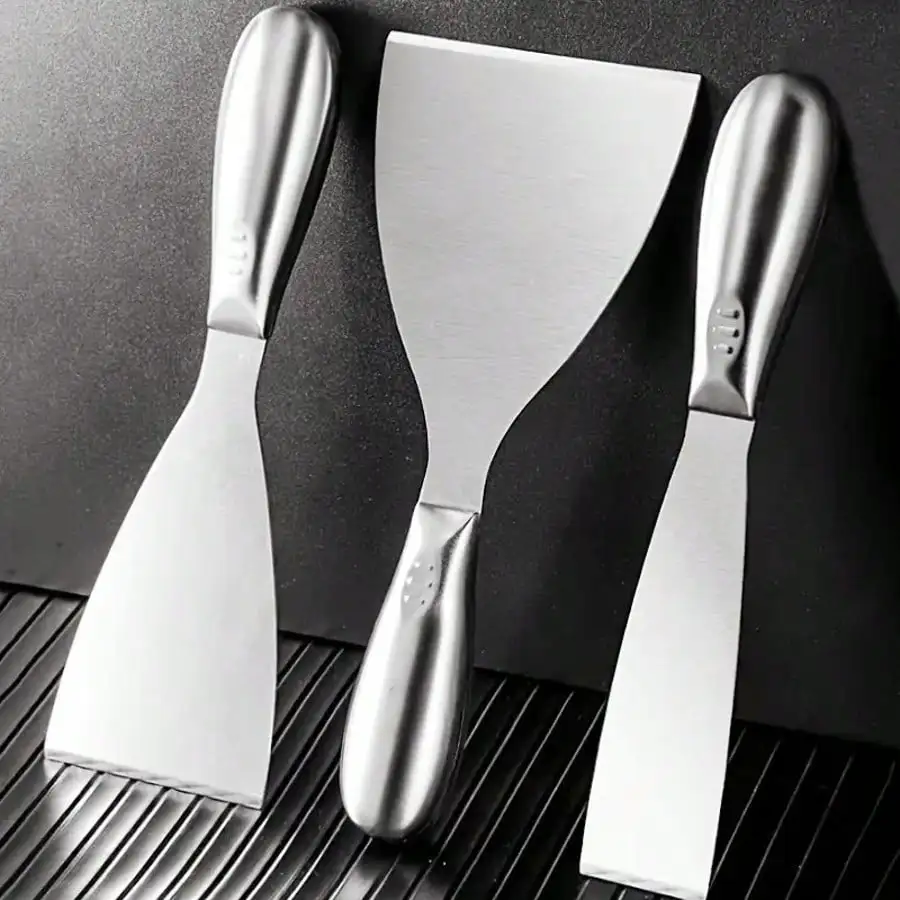 

Industrial Scraper Tool Kit (3 Blades) - Thick Stainless Steel Putty Knife, Rust-Proof & Easy-Grip Handle for DIY/Contractors