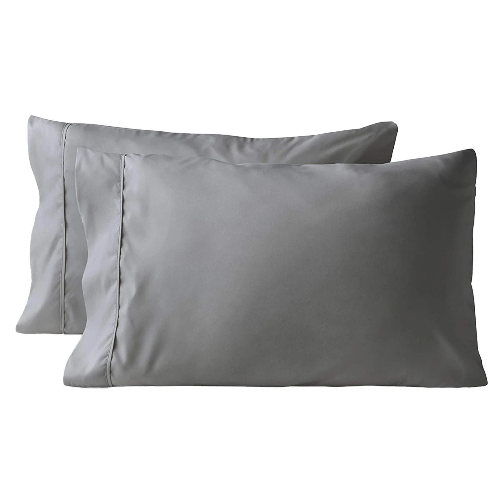 1pair Home Accessories Standard Size Ultra Soft Simple Hotel Envelope Closure Grey Easy Clean Pillow Case Bedroom Solid Cover