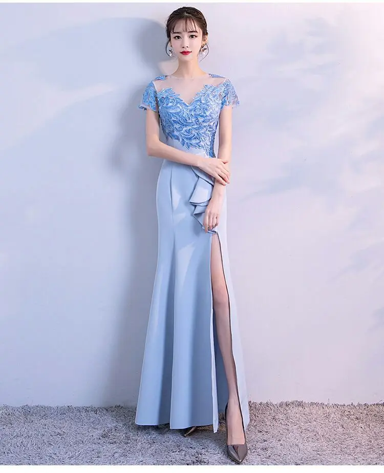 

2024 Summer New Banquet Noble Host Long and High end Style Fishtail Celebrity Dress Qipao Wedding Women Dance No Party Dress