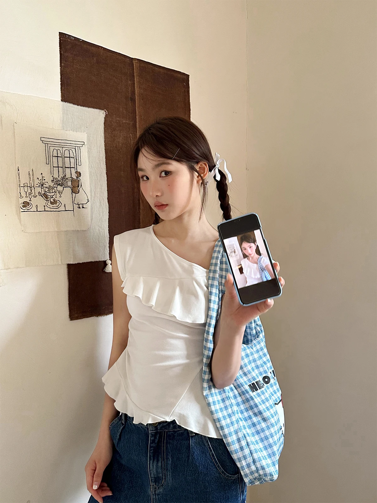 Bonjour été nouveau Sle femmes ort Sve T-irt oulder Angle superposition Lotus Le Ultra beau haut