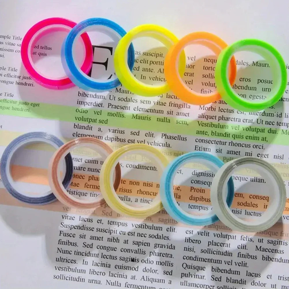 5 Rolls/Set Transparent Index Tabs Flags Fluorescent 5m Notes Paper Stickers Notepad Bookmark Stationery School Office Supplies