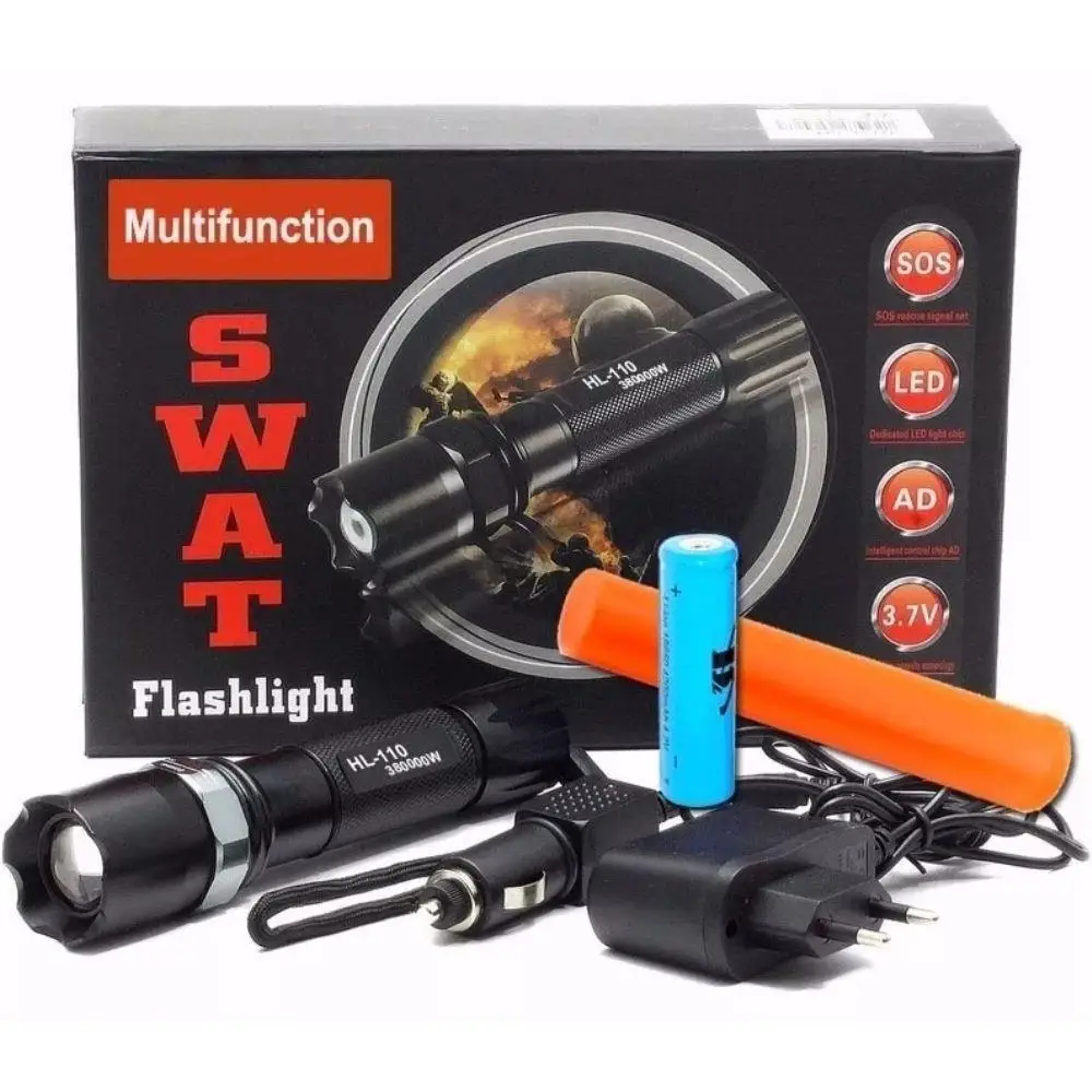 Swat Tatica Full Small Flashlight with 2 Batteries