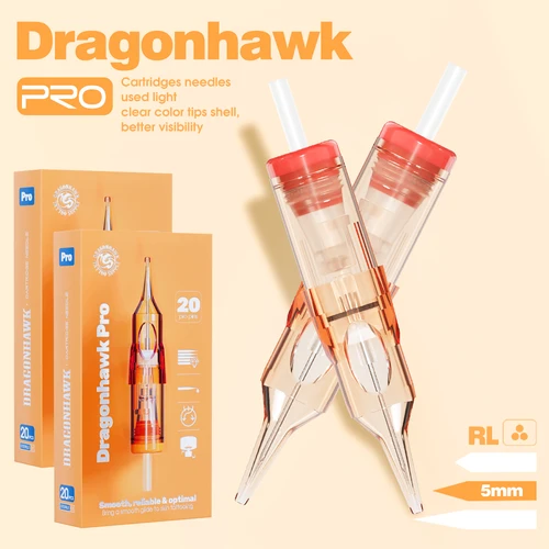 Dragonhawk Pro caja desechable de 20 piezas RL cartucho de agujas de tatuaje para pluma rotativa de tatuaje suministros de revestimiento redondo maquillaje
