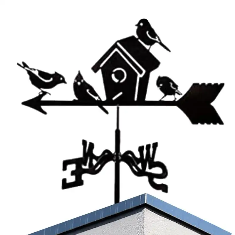 Metal Wind Vane Roof Animal Vane Decoration Garden Wind Direction Indicator Stake Bird Nest Weather Weathercock for Balcony