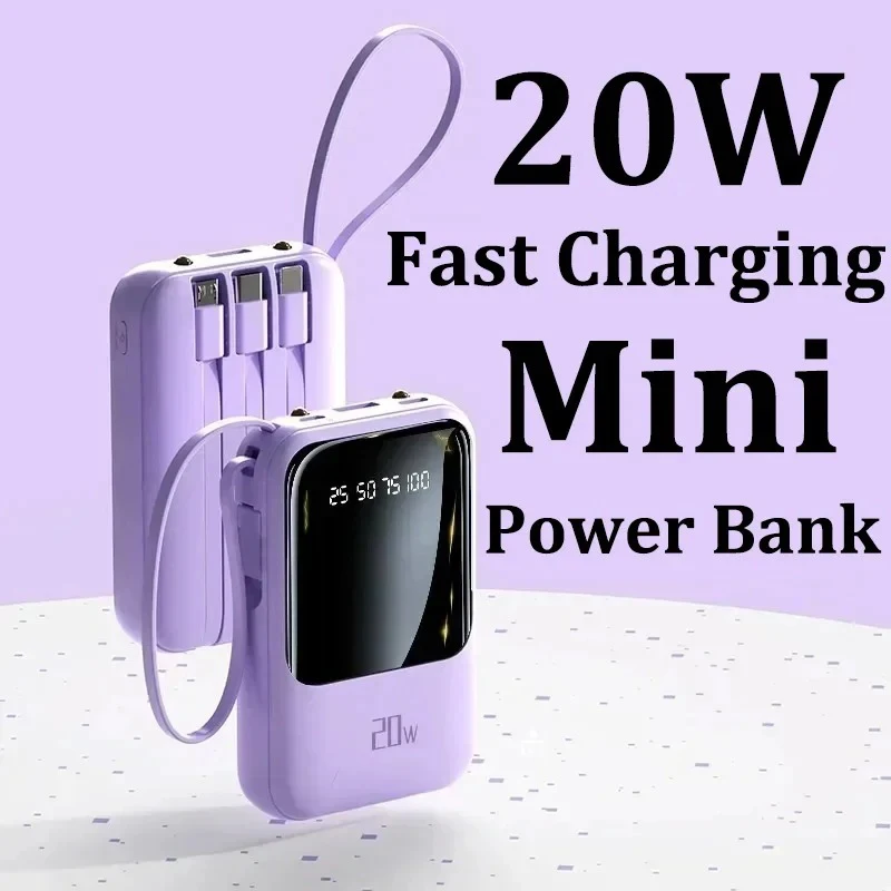 2024 New Mini Power Bank 20000mah Portable Charger LED Digital Display Power Bank External Battery Pack for Xiaomi Apple Samsung