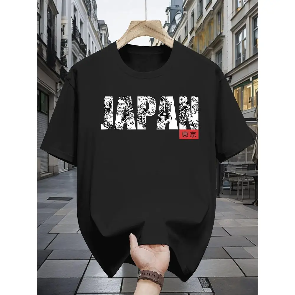 Tokyo Text Japanese Graphic T-Shirt Unisex Crew Neck Short Sleeve Breathable Cotton Casual Formal Japanese Culture