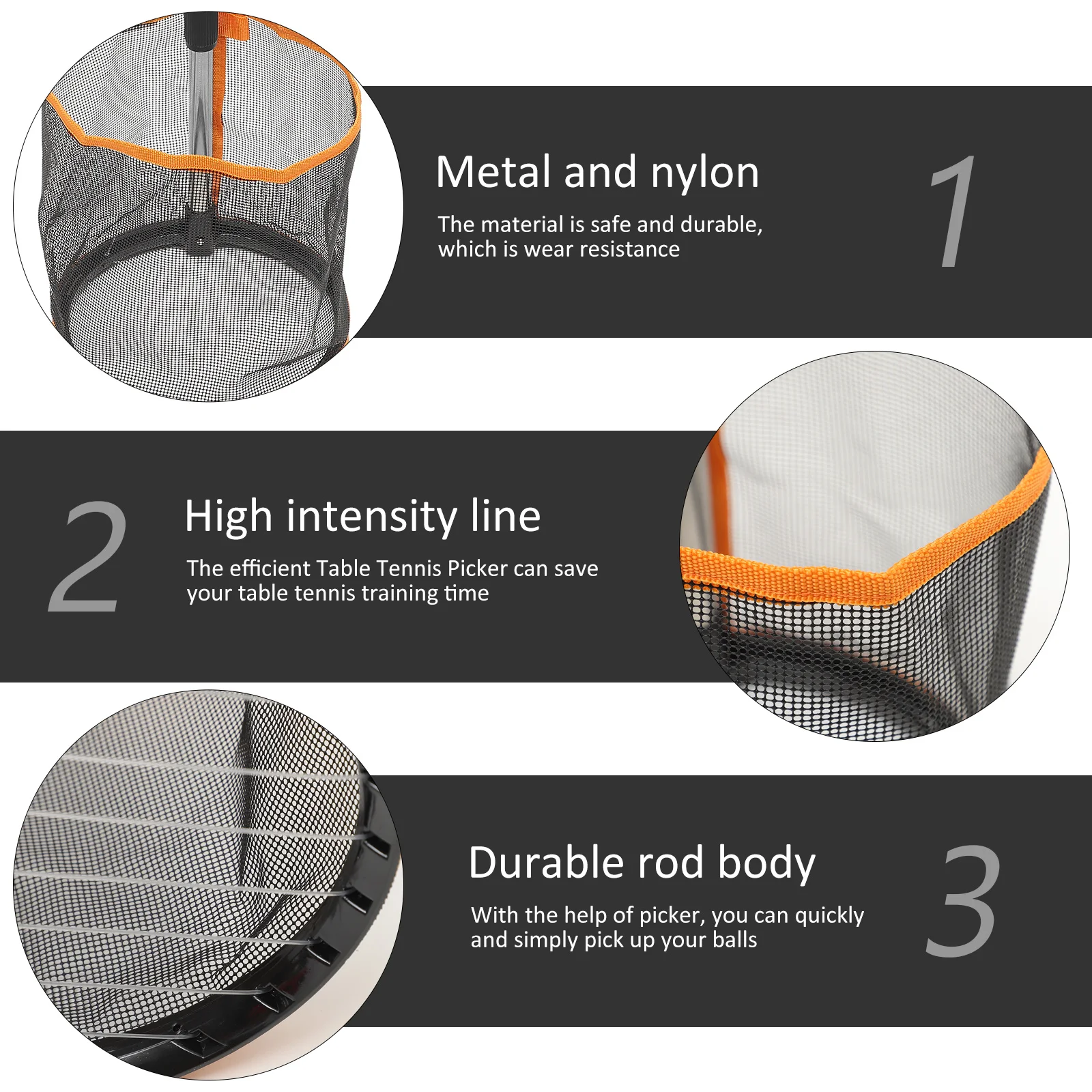 مقبض طويل قابل للسحب كرة تنس الطاولة المنتقى سعة كبيرة المحمولة الرياضة الكرة جامع أداة التدريب لصالة الألعاب الرياضية #1