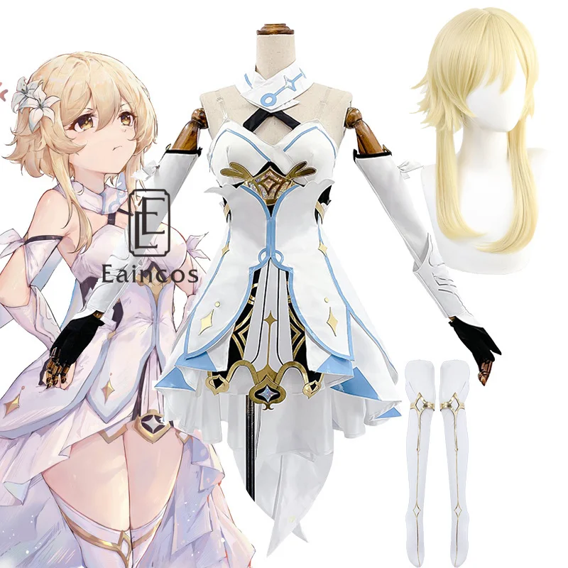 

Game Genshin Impact Traveler Lumine Costume Original Cosplay Costume Women Halloween Uniform Set