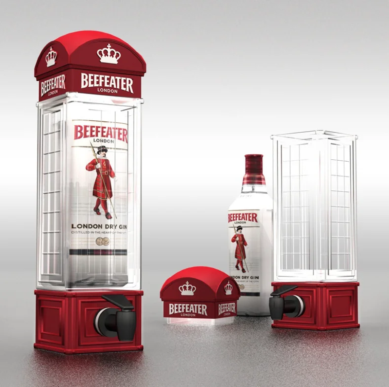 Promotion Telephone Booth Portable Cocktail Shaker Splitter Whisky Bar Beefeater London Liquor Wine Drink Beer Dispenser Machine