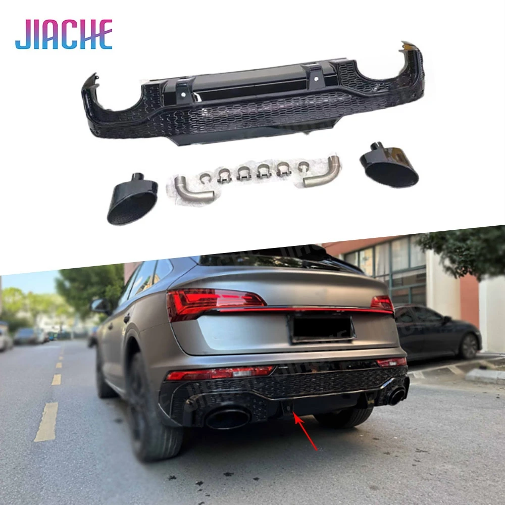 

PP Car Rear Bumper Body Kit Rear Diffuser Lip Spoiler Exhaust Tips Pipe For Audi Q5 RSQ5 Sportback 2020-2023 Car Bodykits