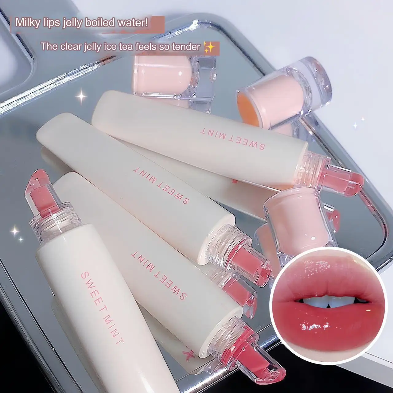 Rouge à Lèvres Hydratant en Clip Liquide Coréen, Gelée de Menthe Douce, Rouge à Lèvres Hydratant, Anti-Adhésif, Teinte Jules, Gloss de Verre Durable, Cosmétique