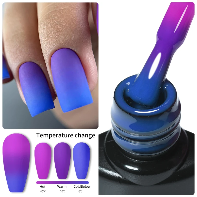 LILYCUTE Color Changing Thermal Gel Nail Polish Winter Purple Red Colors Semi-permanent Nail Art  Varnish