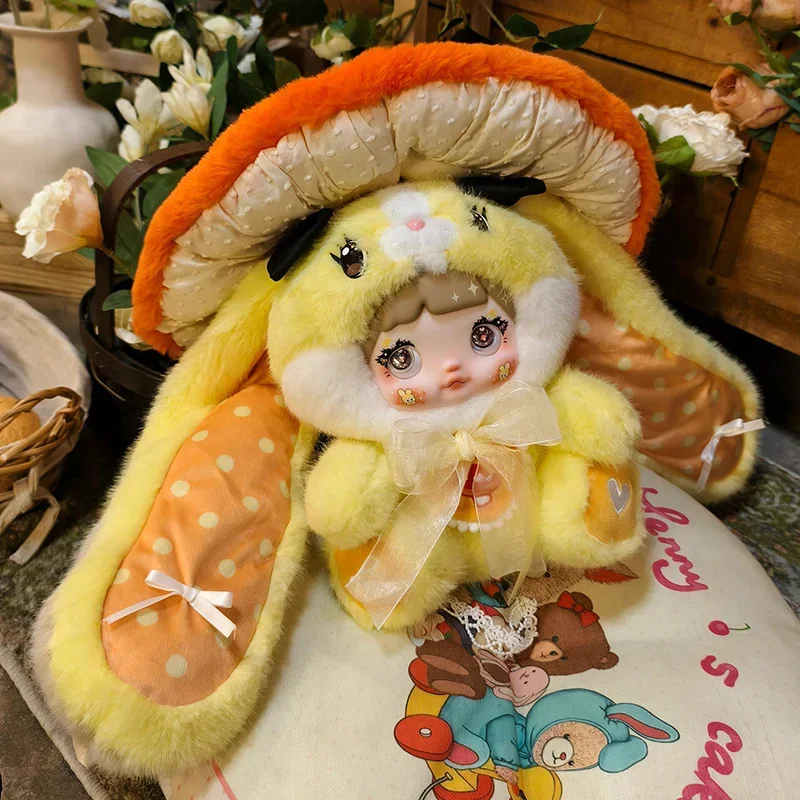 Em estoque genuíno nommi 400% cogumelo chapéu série caixa cega decoração para casa pequeno coelho boneca feriado surpresa giftcute brinquedo de pelúcia
