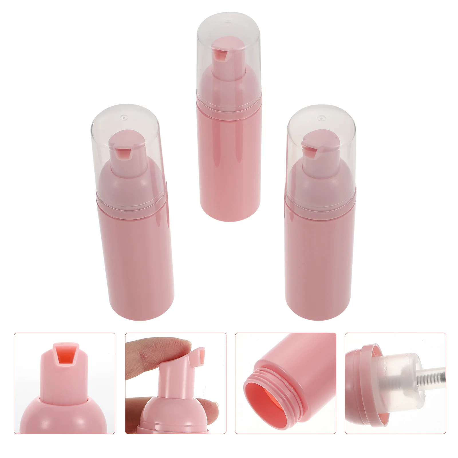 

3 Pcs Travel Lotion Foam Bottle Mousse Foaming Empty Dispenser Bottles Pink Foamer Pump