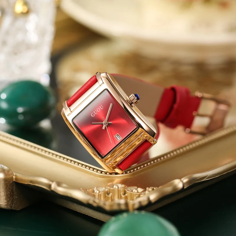 Women'S Watch With Calendar Function Square Dial Stylish And Minimalist Design.  Women'S Watch Series, A Perfect Gift For Women.