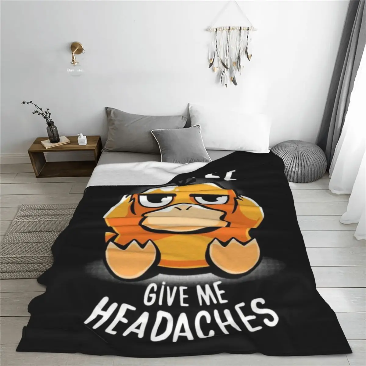 مخصص ثلاثية الأبعاد طباعة P-Psyducks أعطني الصداع البطانيات مريحة لينة الفانيلا الصيف رمي بطانية لغرفة نوم أريكة في الهواء الطلق