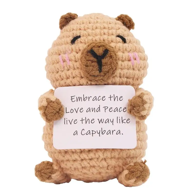 Positive Crochet Capybara Knitted Capybara Toy Cheer Up Capybara Knitted Capybara Doll Funny Crochet Inspirational Comfort