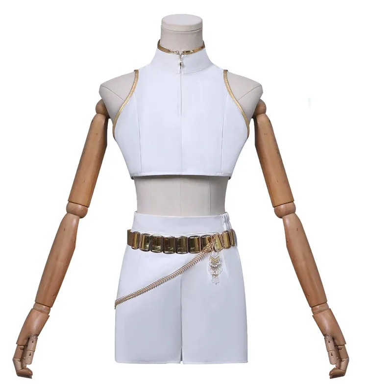 Rumi / Mira / Zoey K-POP Women White Korean Wave Superstar Suit Halloween Cosplay Costume Wig gh;0