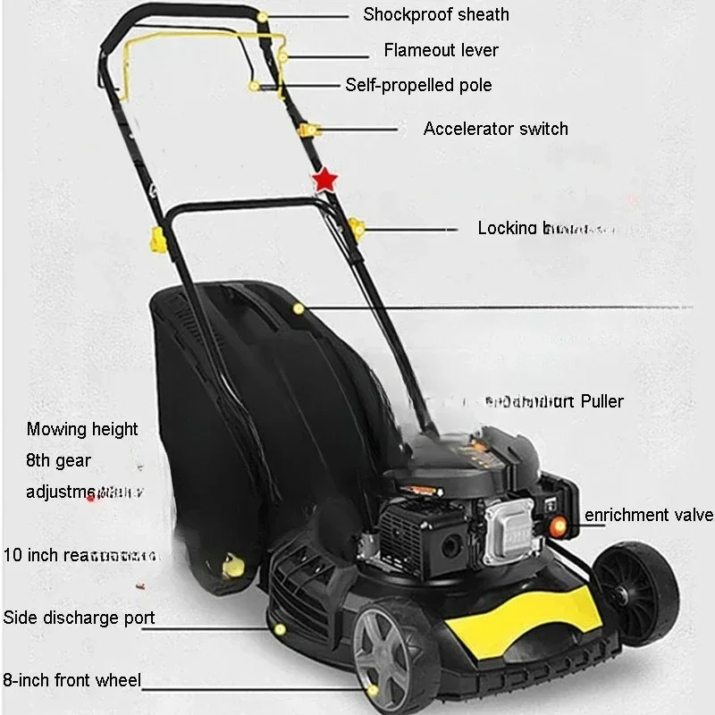 170CC 196CC 4.0KW/5.5KW Lawn Mower Four Stroke Hand Push High-Power Orchard Weeding Lawn Trimming Machine Brush Cutter