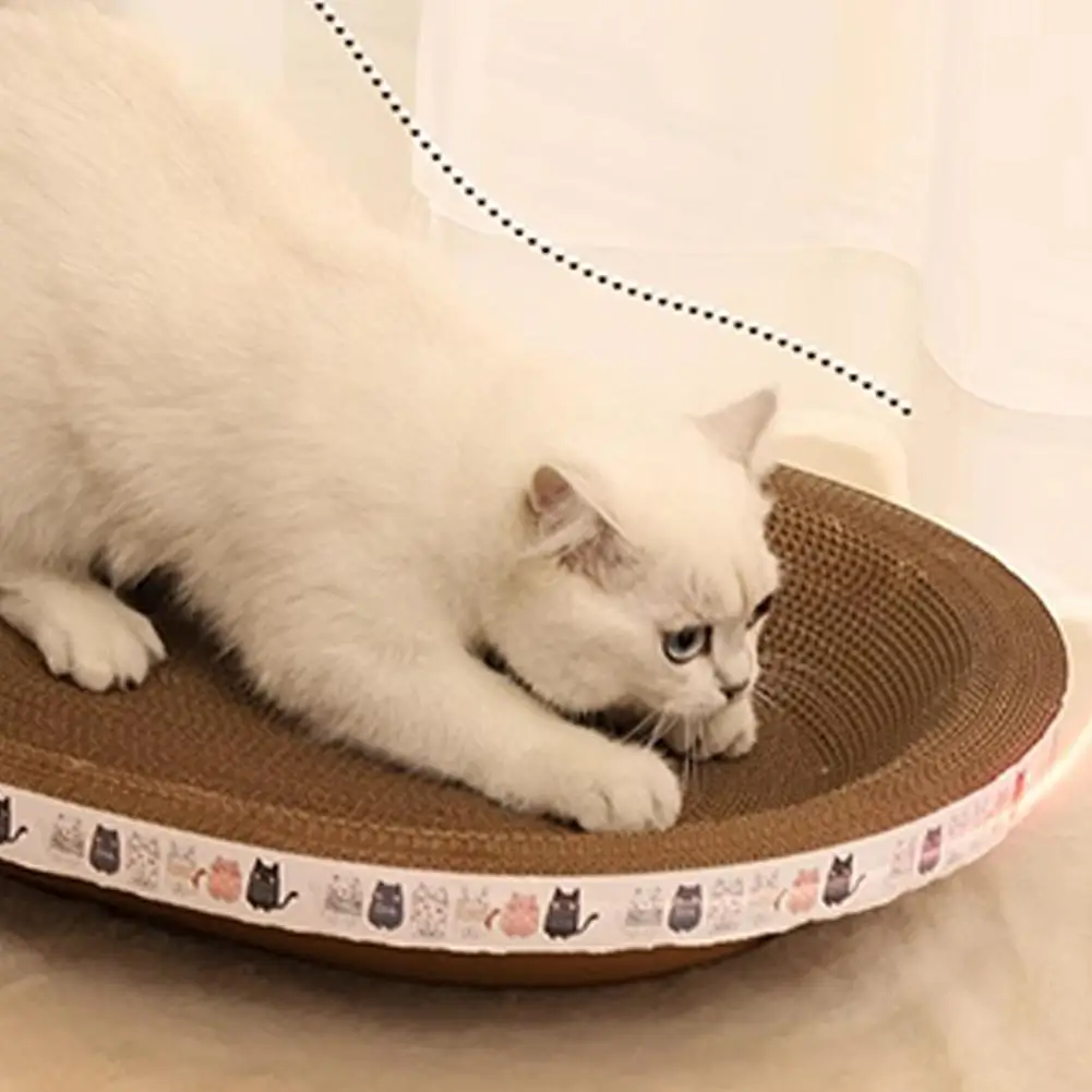 Cat Scratcher Cardboard Oval Cat Scratch Pad Bowl Nest for Indoor Cats Grinding Claw Round Cat Scratching Board