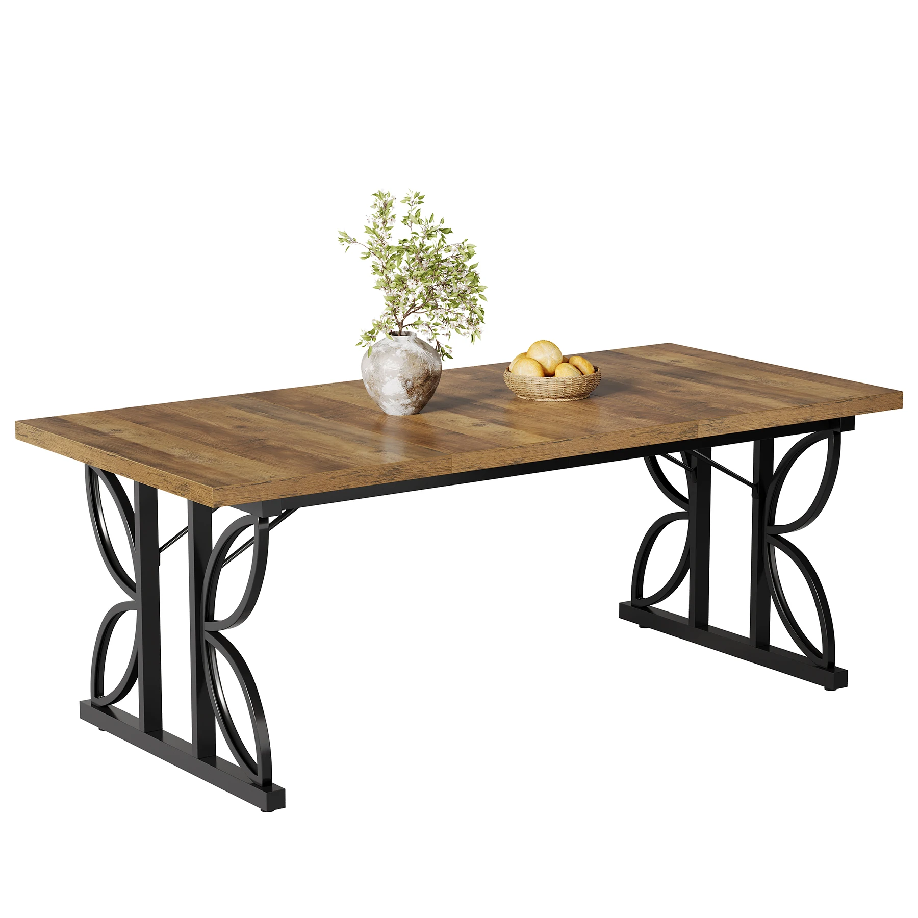 Tribesigns 71″ Dining Table for 6, Farmhouse Kitchen Dinner Table with Metal Frame, Rectangular Eating Desk, Dining Room Desk