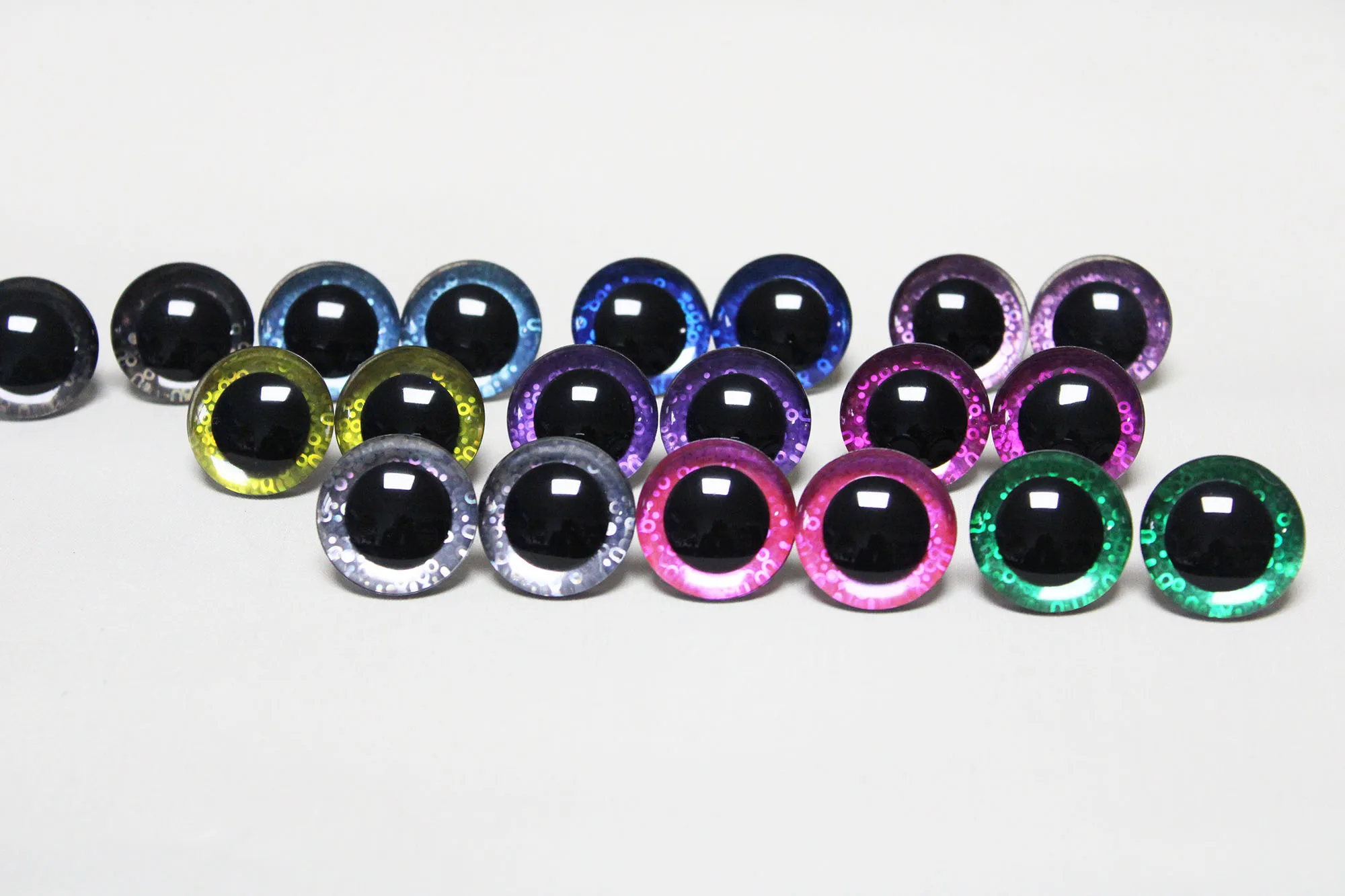 100pcs new style  14MM to 35mm craft animal eyes  New Lovely  glitter toy safety eyes 3D  doll pupil with washer--color option-Q