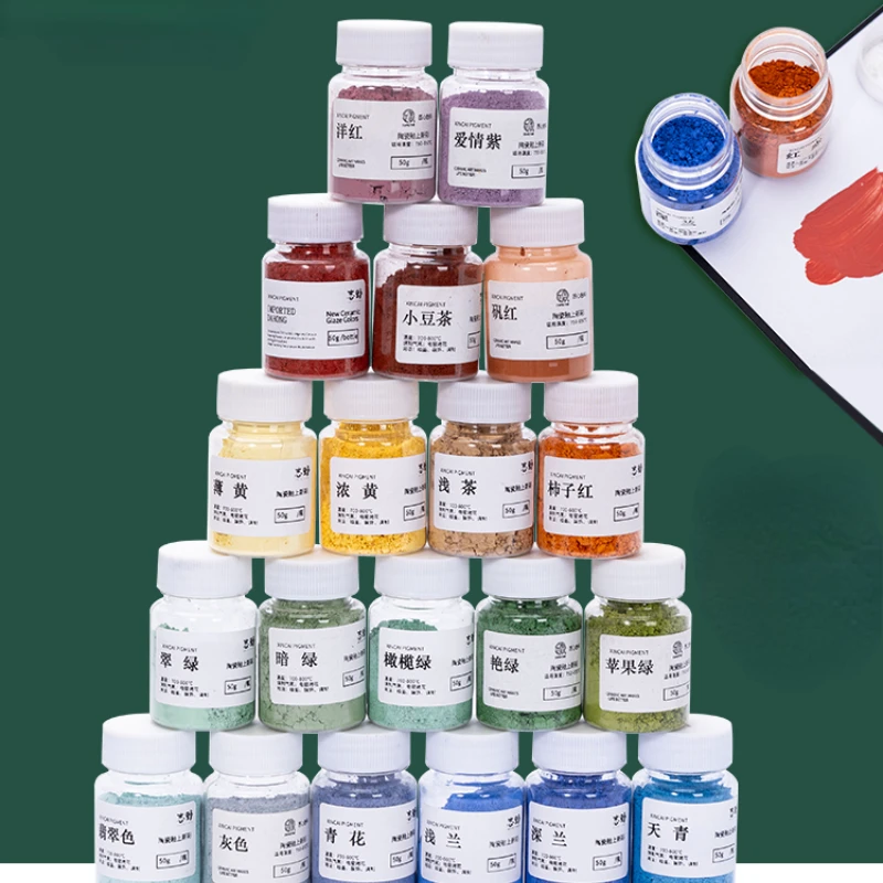 50 גרם פיגמנט זכוכית קרמיקה מצויירת ביד צבע פלטה פורצלן אבקת צבע זהב וכסף בטמפרטורה נמוכה