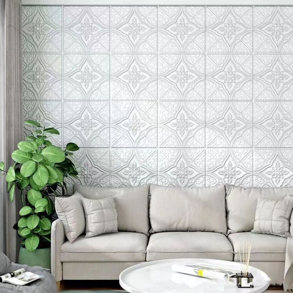 35*35cm Stereo Wall Stickers Sound Insulation Waterproof 3D Foam Wallpaper Thickened for Living Room Bedroom