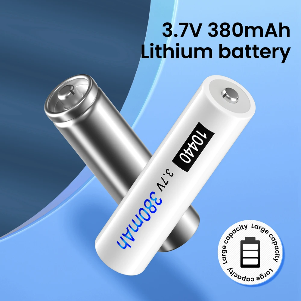 PALO 4-20pcs 3.7V 10440 Li ion Lithium Rechargeable AAA Battery 10440 Button Top For Flashlights Camera Power Torch Shaver