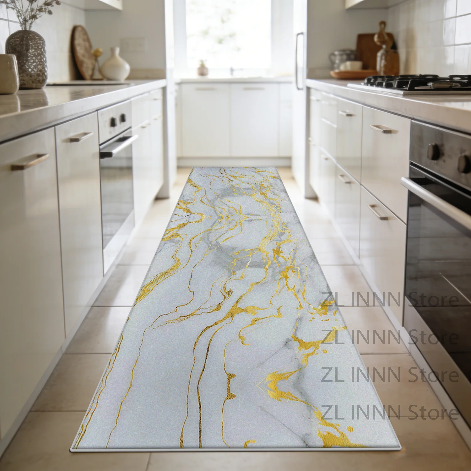 

Роскошный ковер в мраморном стиле для кухни, длинный декоративный ковер для дома, гостиной, зоны дивана, прикроватный коврик для спальни, нескользящий плюшевый ковер
