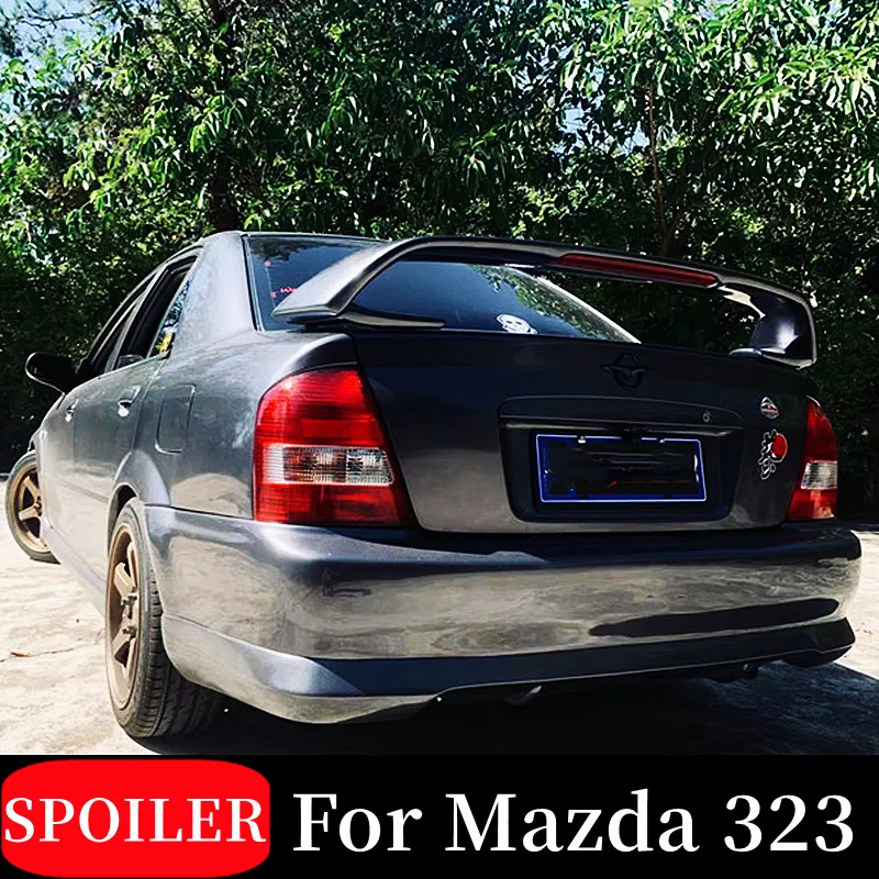 For Mazda 323 GT Style Quality FRP Material Glossy Black Carbon Rear Trunk Lid Boot Spoiler Wings Car Tuning Accessories Part