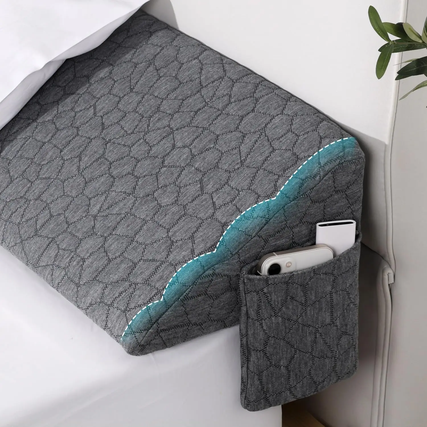 

Twin Size (39""X10""X6"") Bed Wedge Pillow Headboard Pillow Mattr Wedge Triangle Pillow Long Bolster Pillow Bed Gap Filler