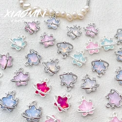6pcs Ins Colorful Star Pendant DIY Handmade Jewelry Bracelet Necklace Earrings Beaded Accessories Materials Charms