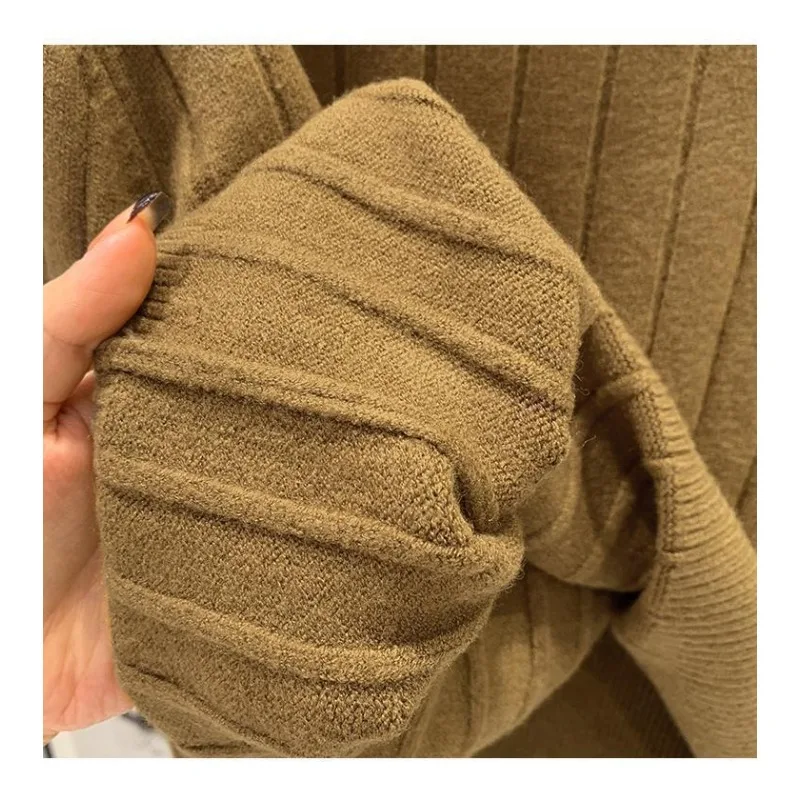 Jersey de color sólido para mujer, suéter suelto con cuello redondo, suéter de otoño e invierno